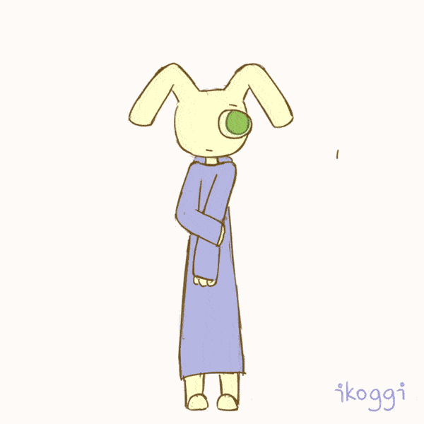 Stylized frame by frame animation gif of a humanoid girl getting scared. The duration of the animation is about 25 seconds